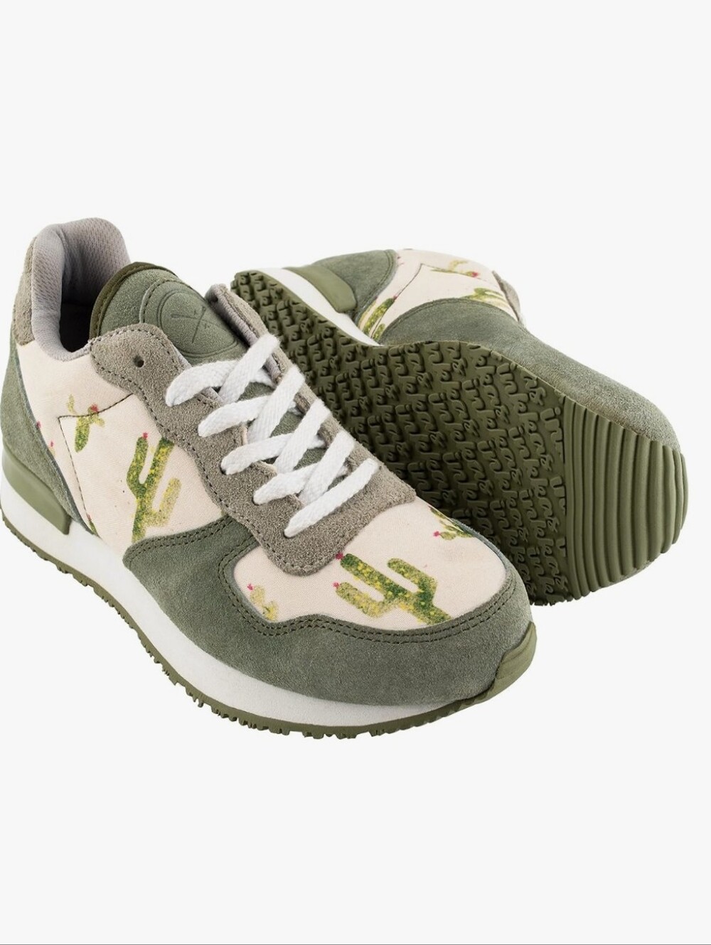 inkkas Women's Cactus Print Jogger Sneakers in Olive and Cream Size 7 Nwt